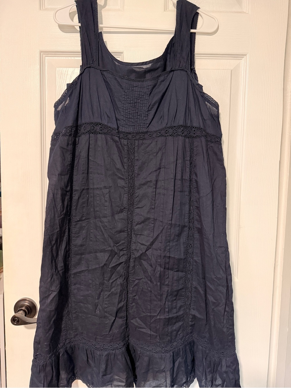 Converse Navy Blue Sleeveless Cotton Chemise with Lace Trim